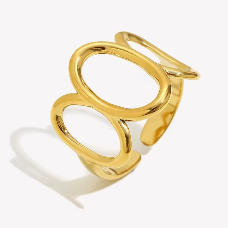 Mayoreo anillo dorado ajustable de acero inoxidable 316L.