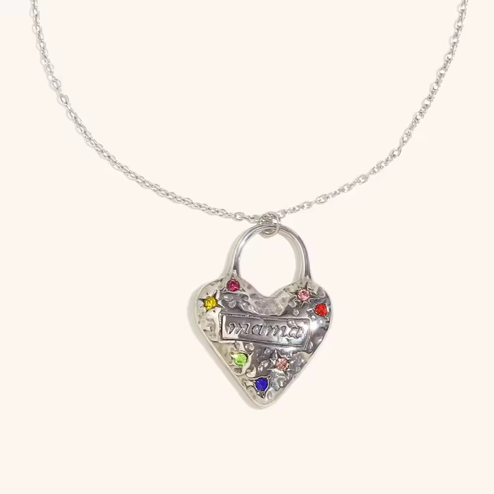Collar con dije de chapa de oro 18K, diseño plata femenino