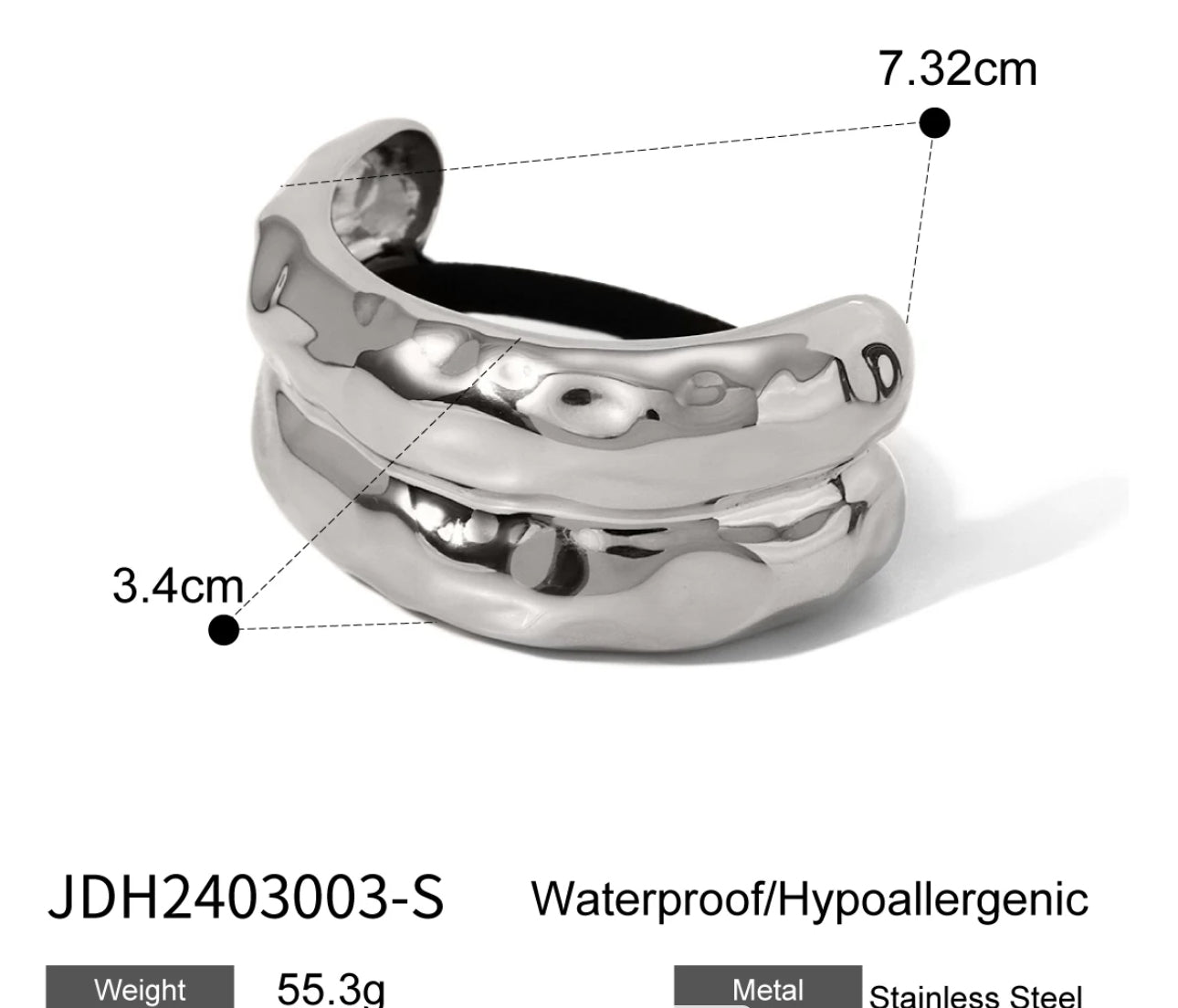 Liga para el cabello con detalle dorado en acero inoxidable 316L. — resistente al agua e hipoalergénica