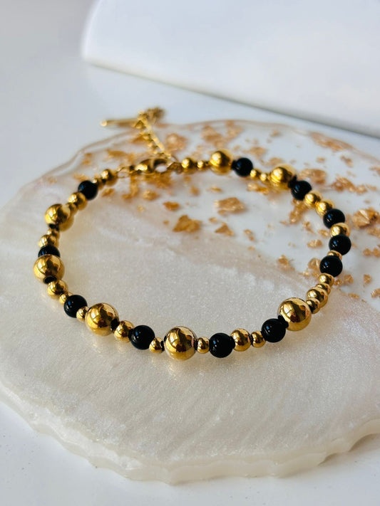 Black and Gold Round Beads