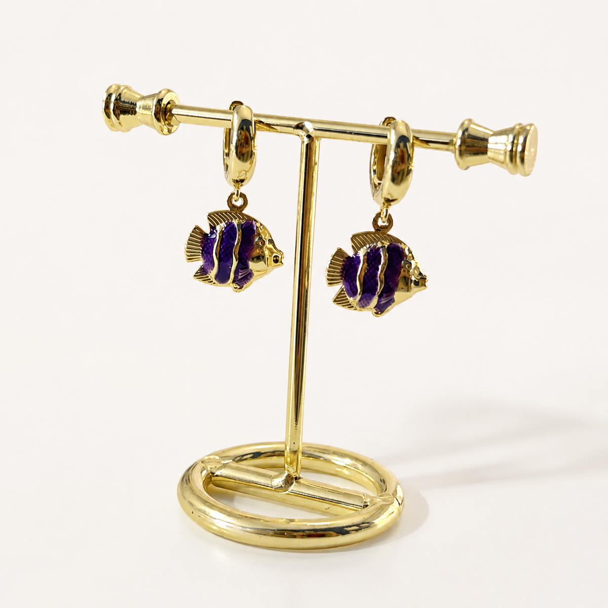 Huggie Pez Morado de chapa de oro 18K