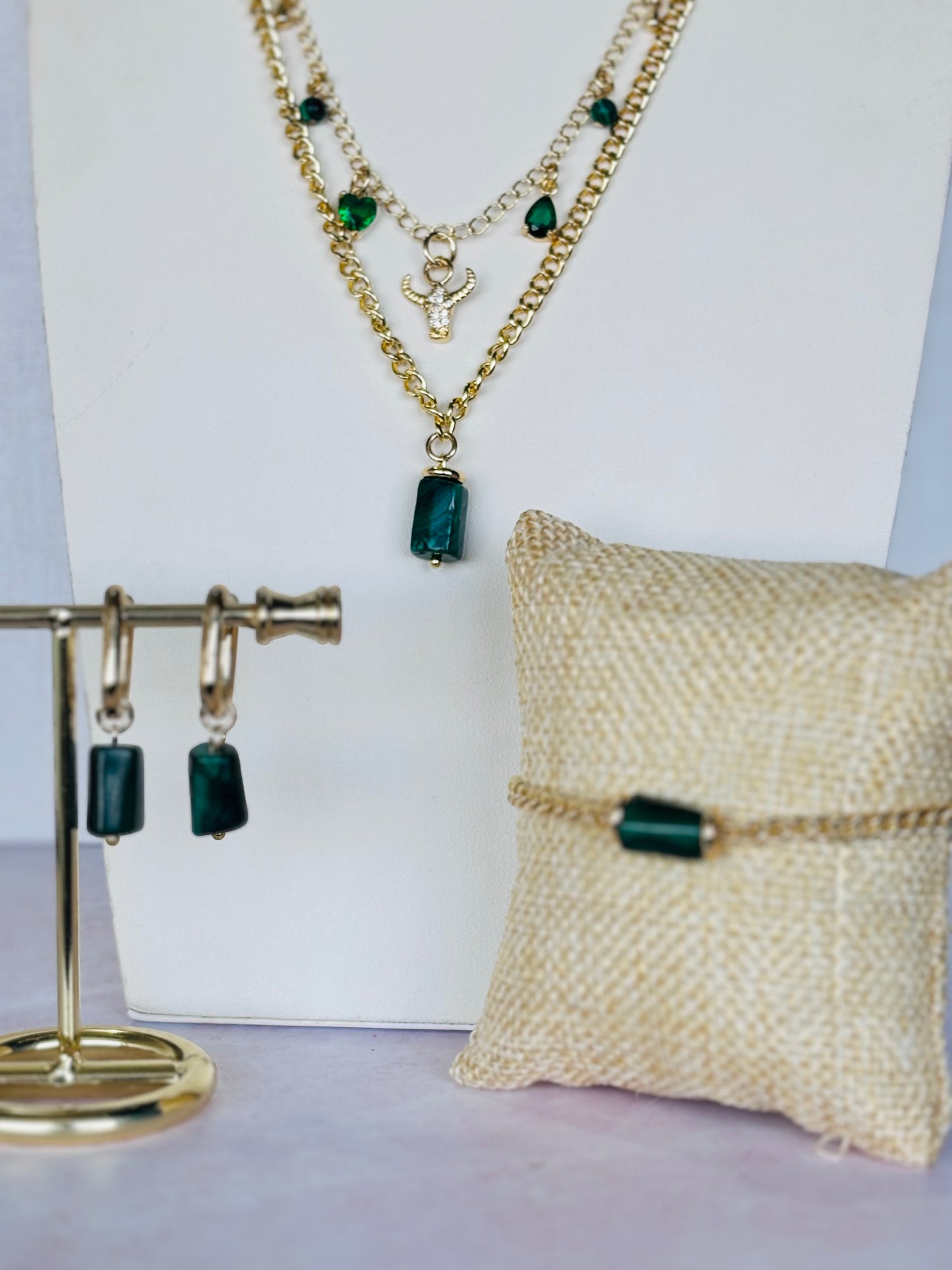 Aretes Malaquita