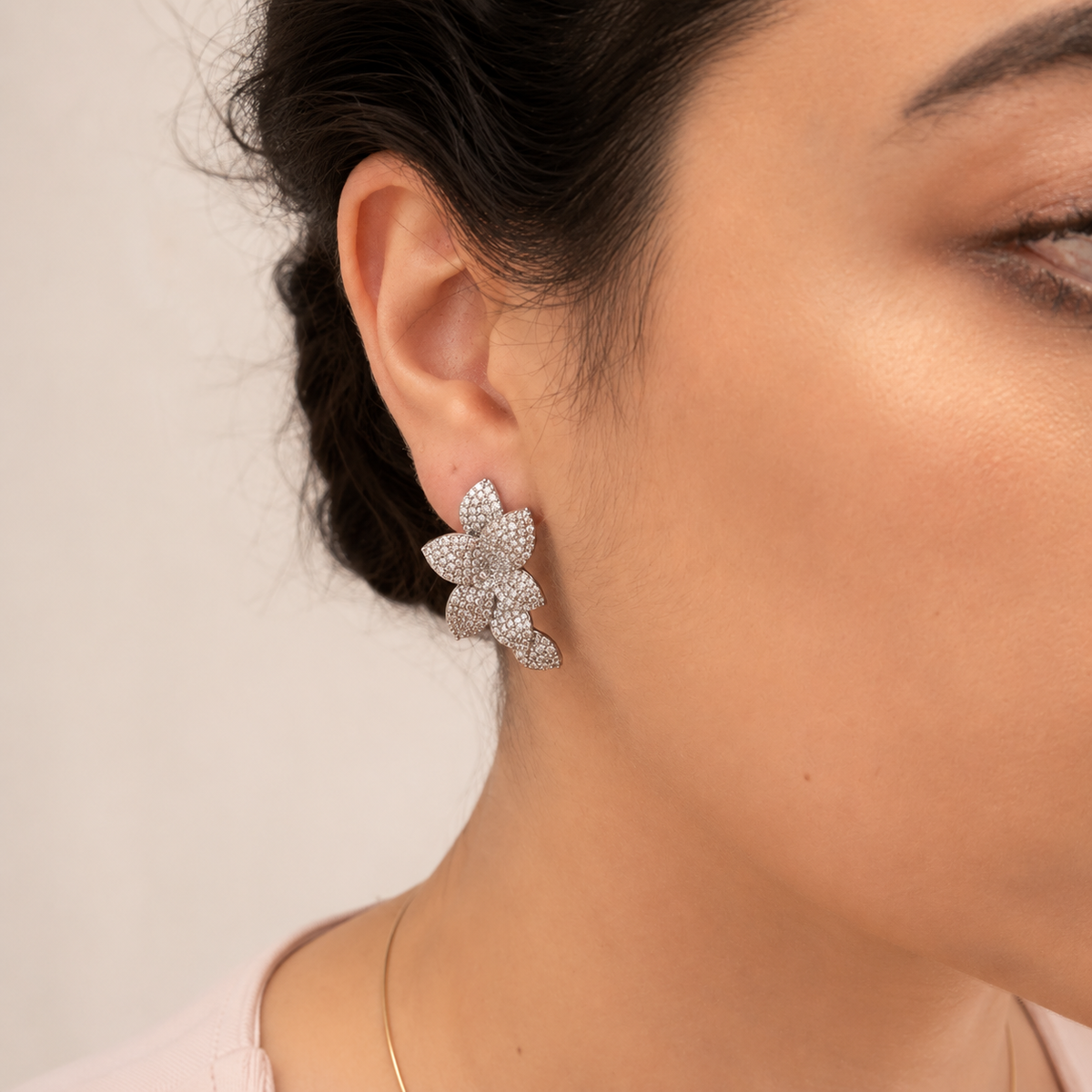 Aretes Bianca Silver de chapa de oro, vista adicional 2
