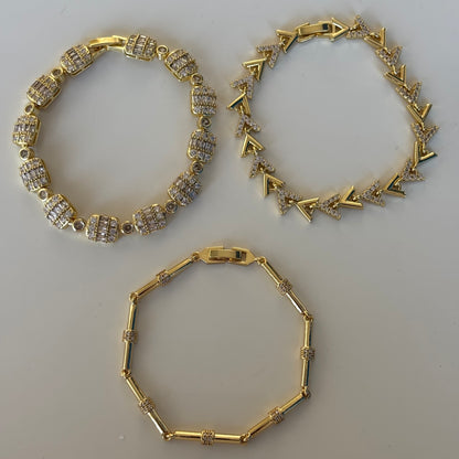 Pulsera Brillante Dorada (Cristal Cuadrado)