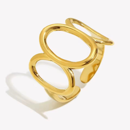 Mayoreo anillo dorado ajustable de acero inoxidable 316L.