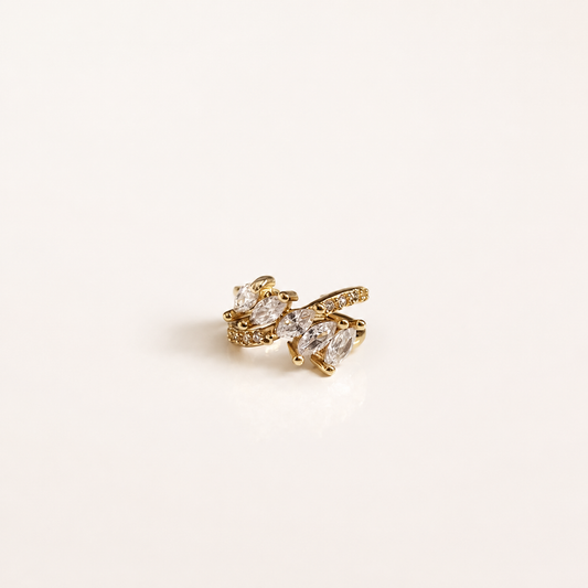Aretes PEARCING ELEGANZA en chapa de oro 14k con piedras brillantes para joyería de mayoreo