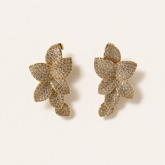 Aretes de chapa de oro con piedras, diseño delicado para joyería de mayoreo