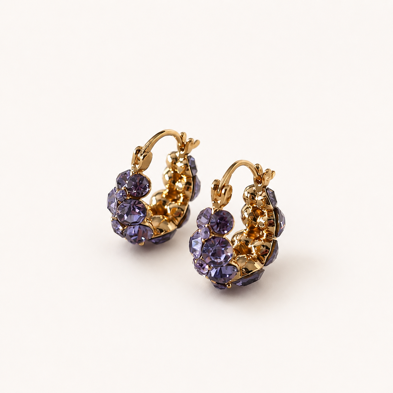 Aretes de chapa de oro con piedras, diseño delicado para joyería de mayoreo