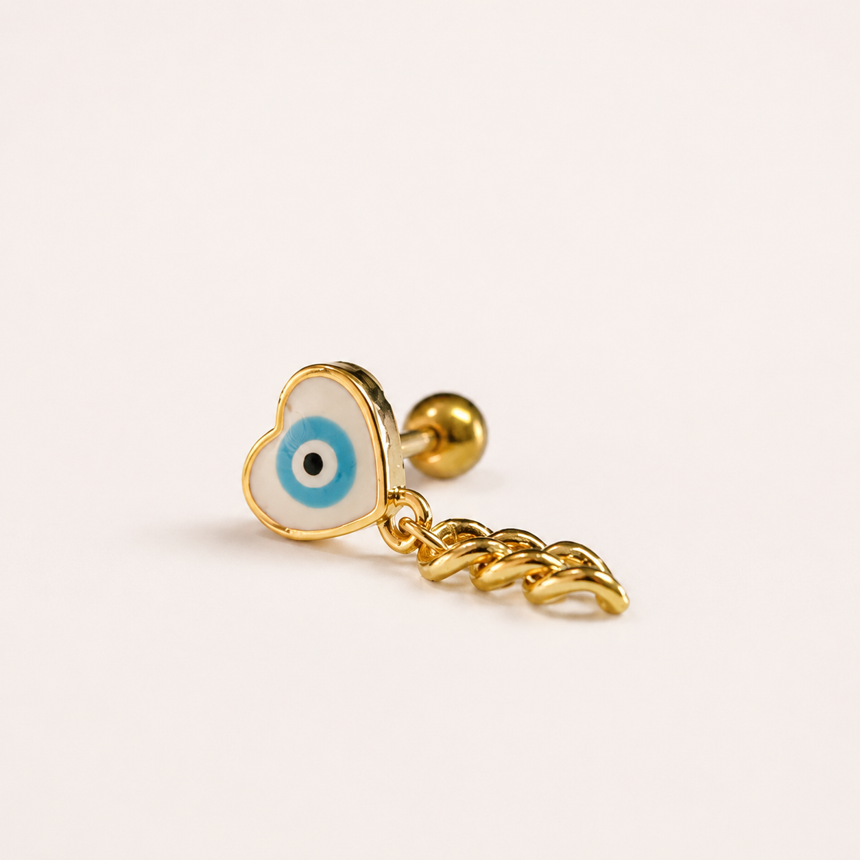 Broquel Ojo Turco Azul en chapa de oro 18K, arete pequeño y delicado para mayoreo.