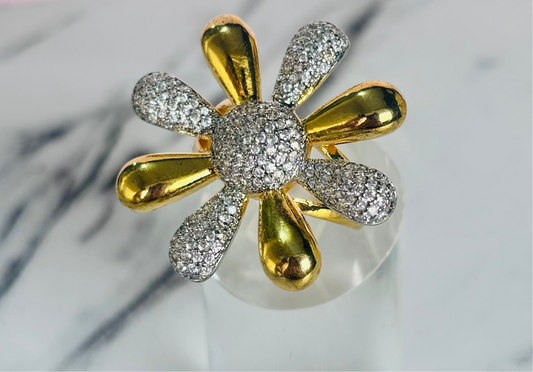 Anillo bicolor con acabado brillante y estilo moderno Chapa de Oro 18K — joyería E|B Jewels.