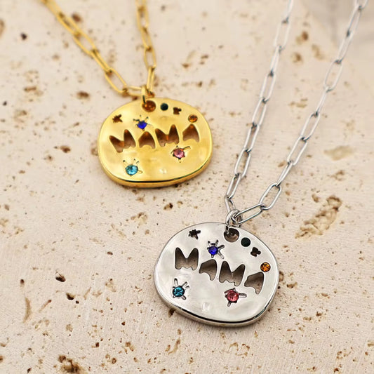 Collar con dije de chapa de oro 18K, diseño dorado femenino