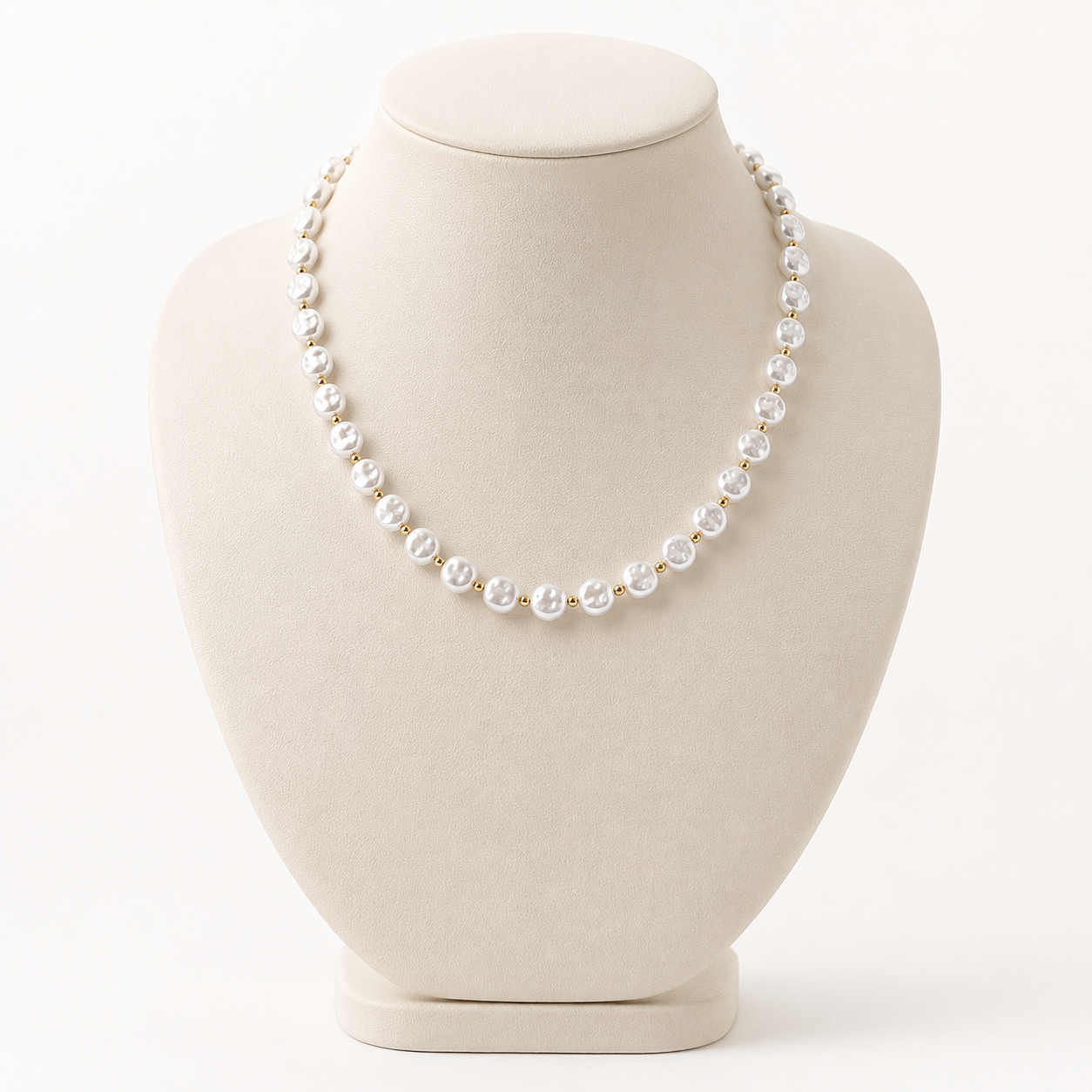Collar con perlas de río y detalles en chapa de oro 18K, diseño elegante