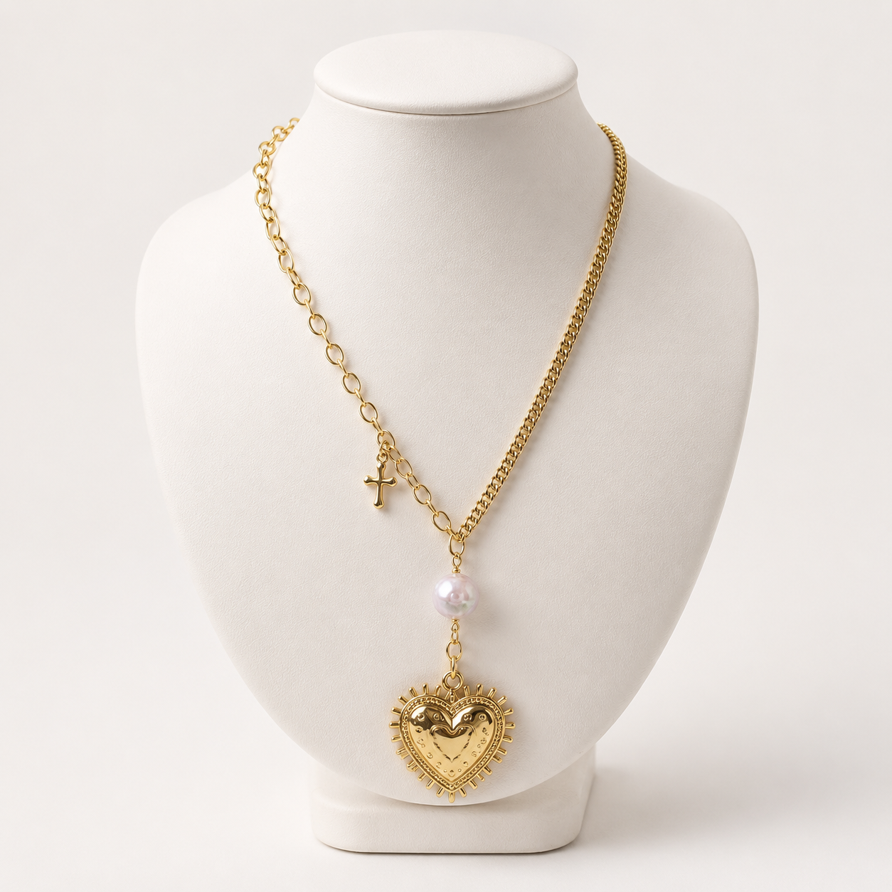 Collar de chapa de oro con dijes finos combinados, diseño dorado para joyería de mayoreo
