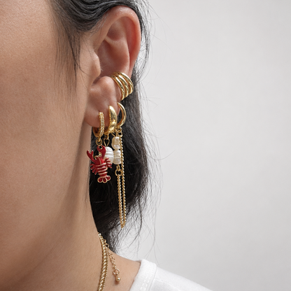 Aretes Pieza Coralina de chapa de oro 18K, vista adicional 2