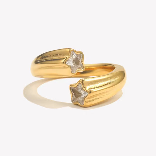 Mayoreo de Anillo chapado en oro de 18 quilates, elaborado en acero inoxidable de alta calidad, resistente al agua.