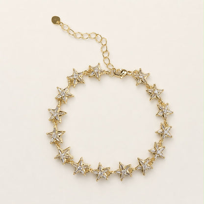 Pulsera Dorada con Piedras en chapa de oro 18K, diseño femenino y elegante.