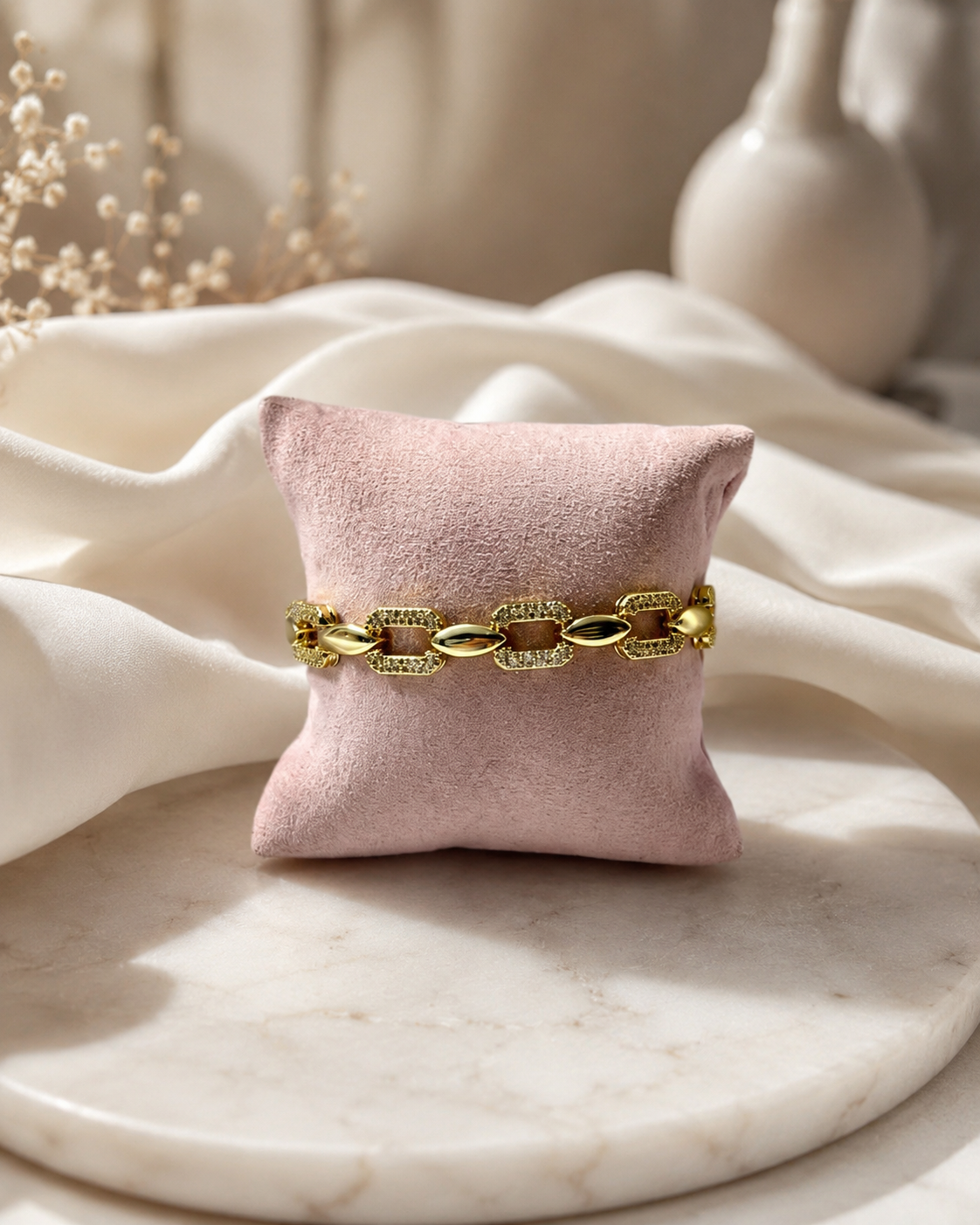 Pulsera de chapa de oro dorada, accesorio femenino para joyería de mayoreo